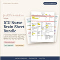 Organized ICU nurse brain bundle, printable report sheets and trackers