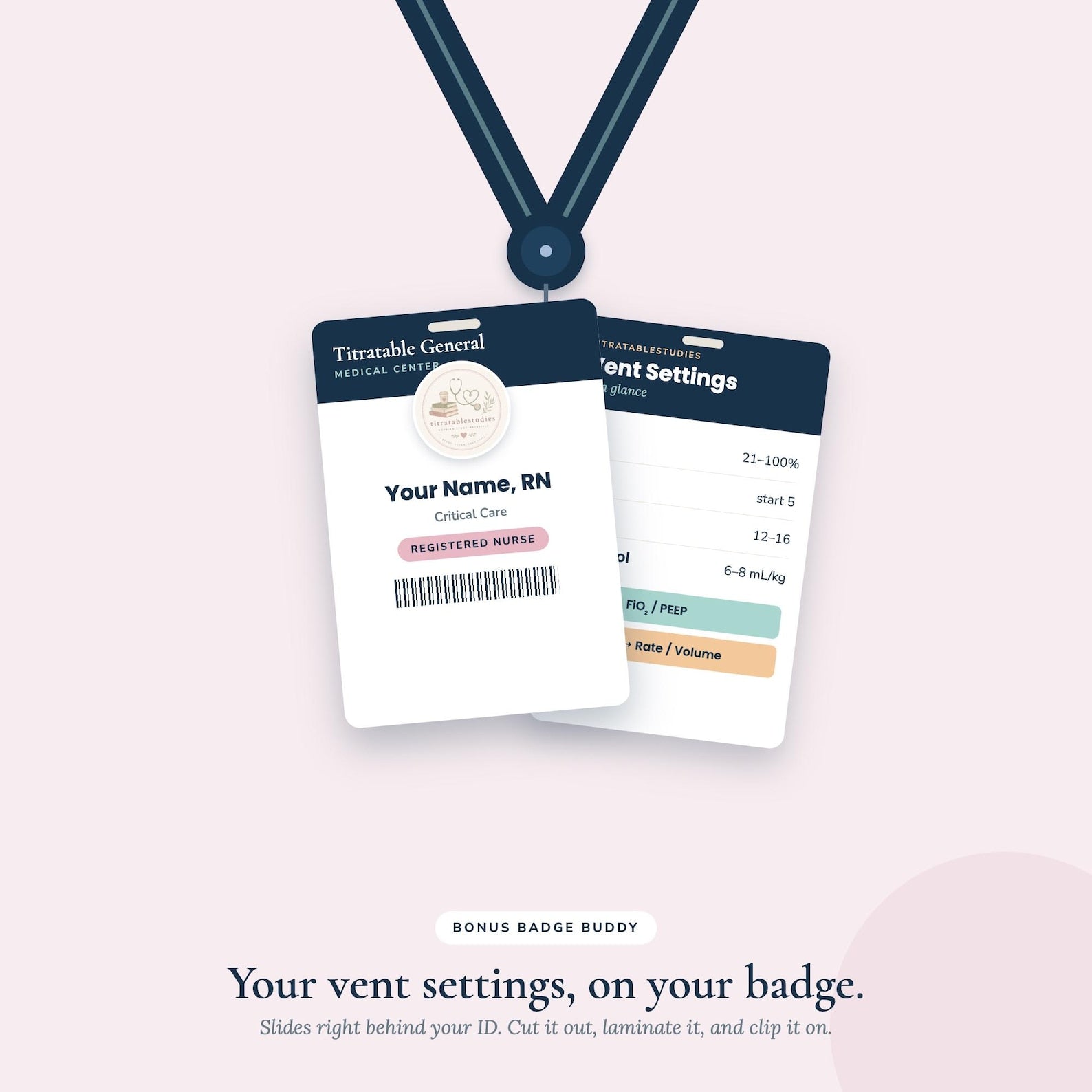 Printable ventilator badge buddy reference card