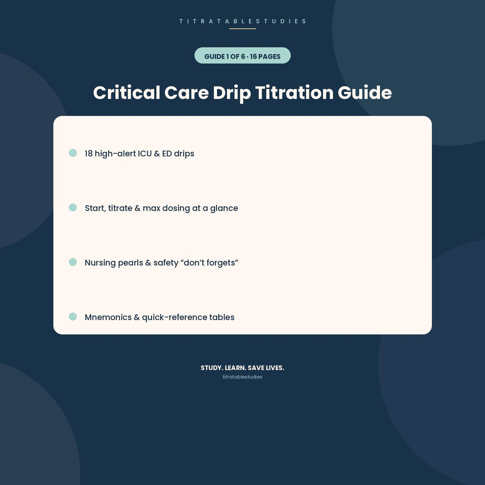 Critical care drip titration guide sample page