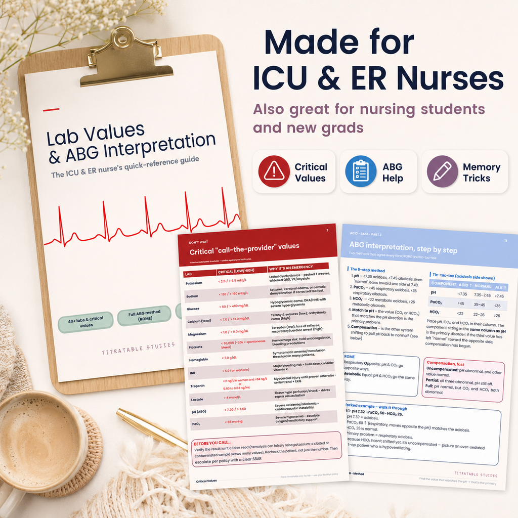 Lab values nursing cheat sheet printed and digital preview