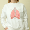 Minimalist lungs anatomy art print framed on wall