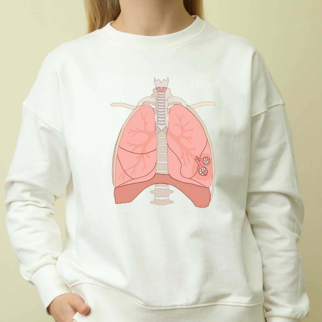 Minimalist lungs anatomy art print framed on wall