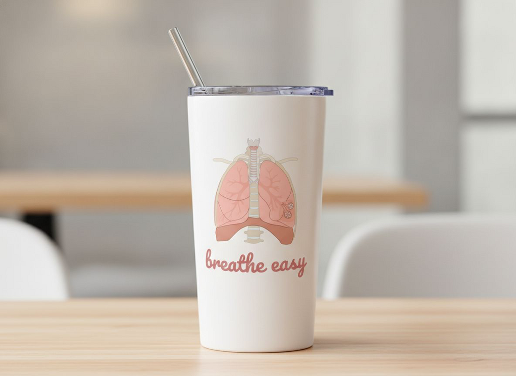 Minimalist medical illustration of the human respiratory system
