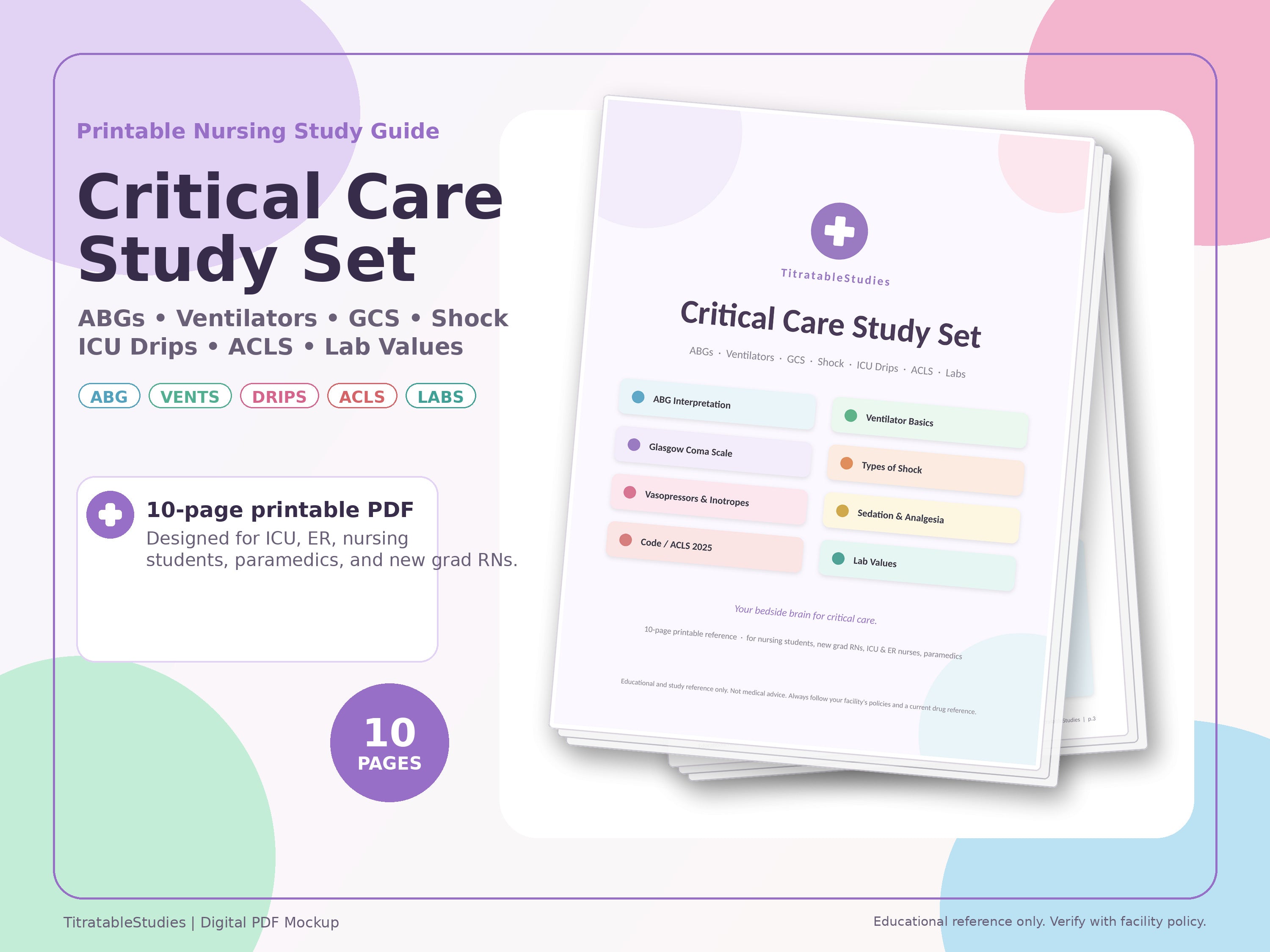 Critical Care Study Set 10-page ICU reference thumbnail